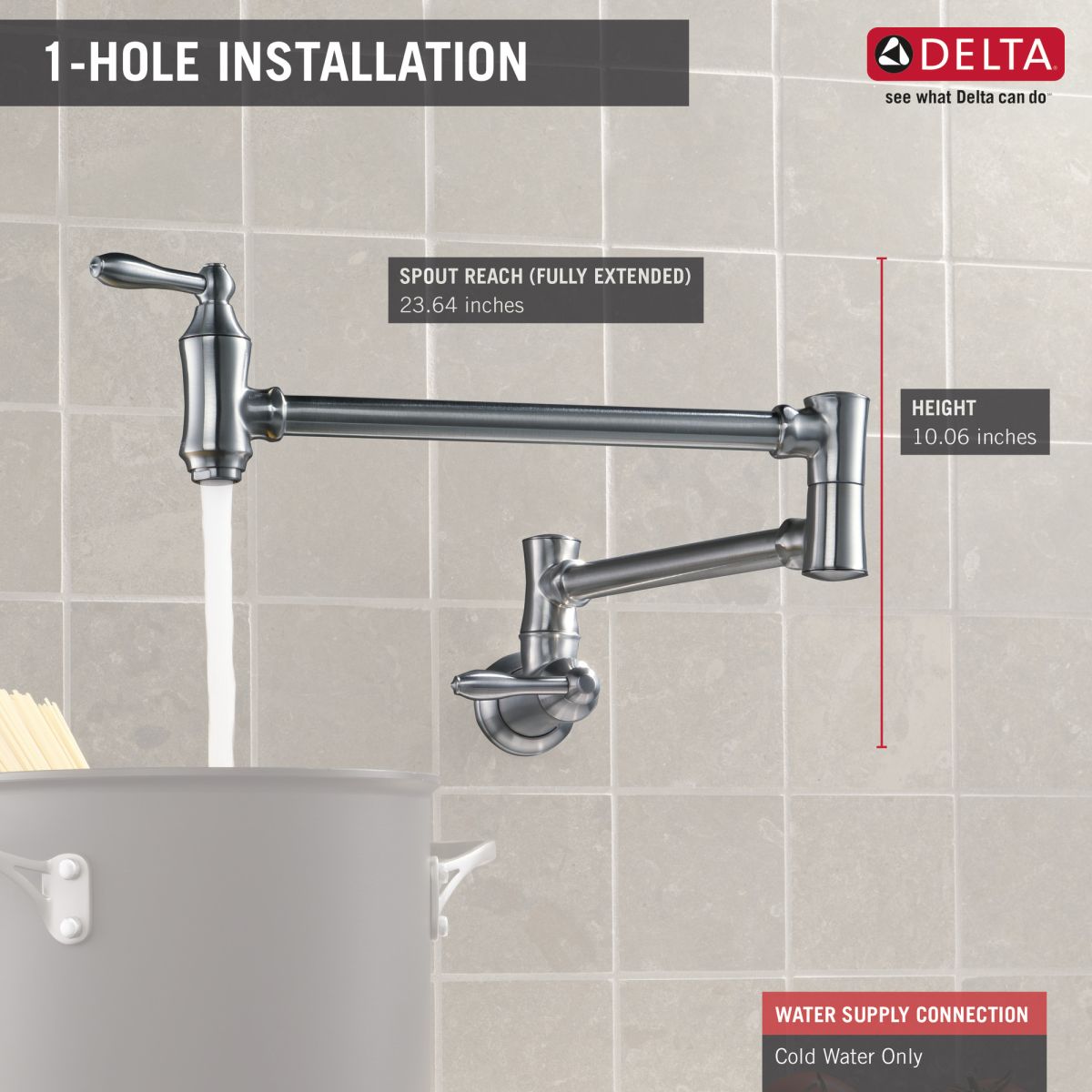 DELTA Other Traditional Wall Mount Pot Filler — Arctic Stainless