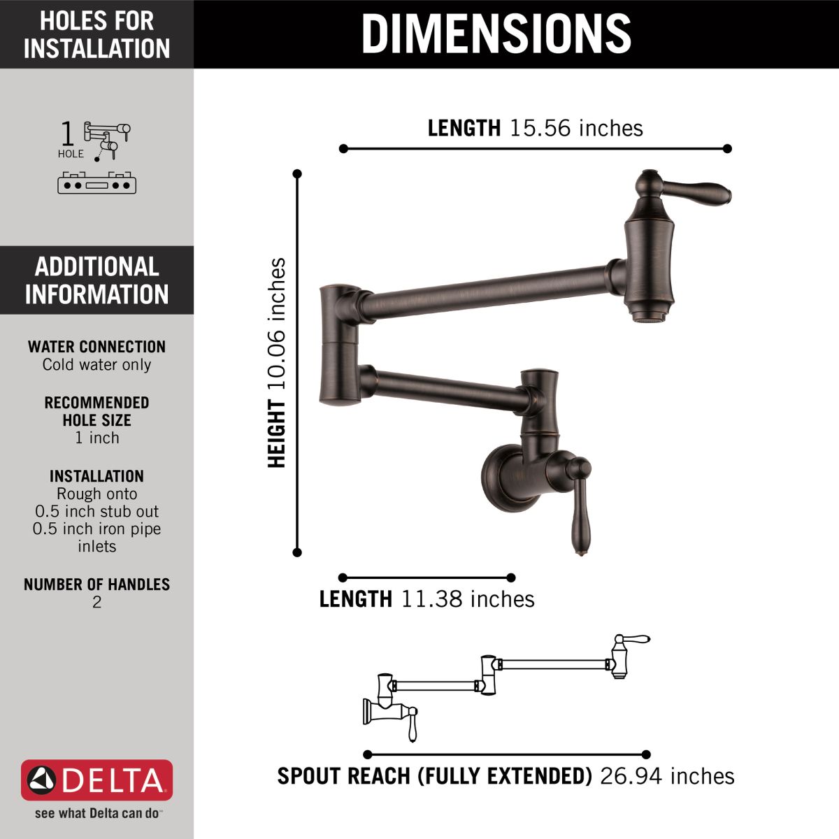 DELTA Other Traditional Wall Mount Pot Filler — Venetian Bronze