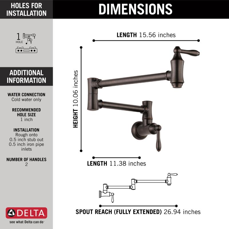 DELTA Other Traditional Wall Mount Pot Filler — Venetian Bronze