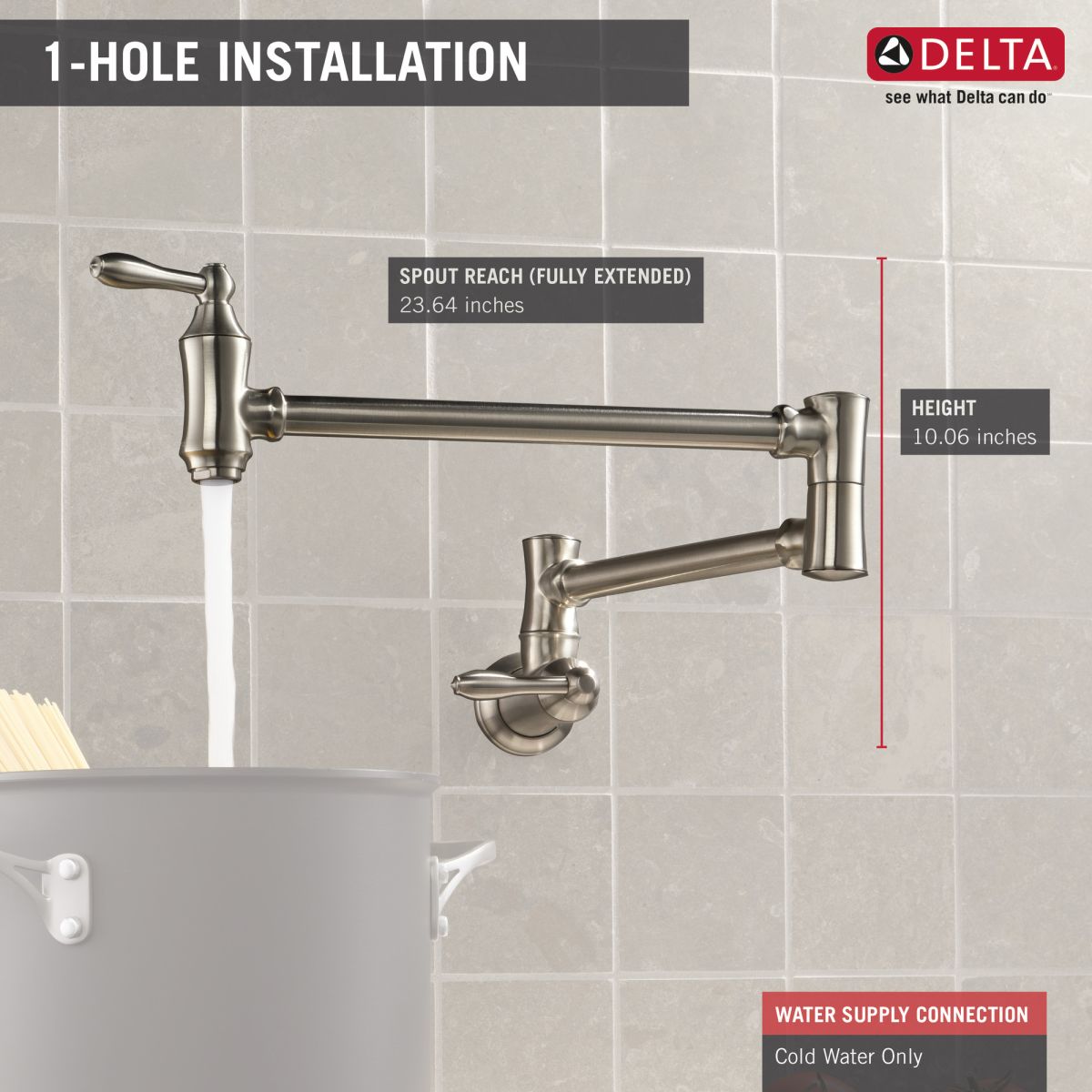 DELTA Other Traditional Wall Mount Pot Filler — Stainless