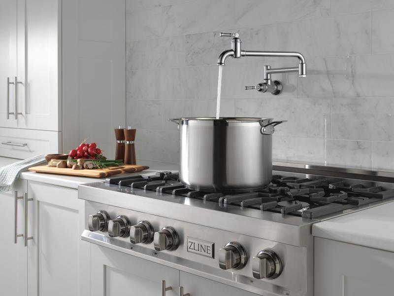 DELTA Broderick Wall Mount Pot Filler — Arctic Stainless