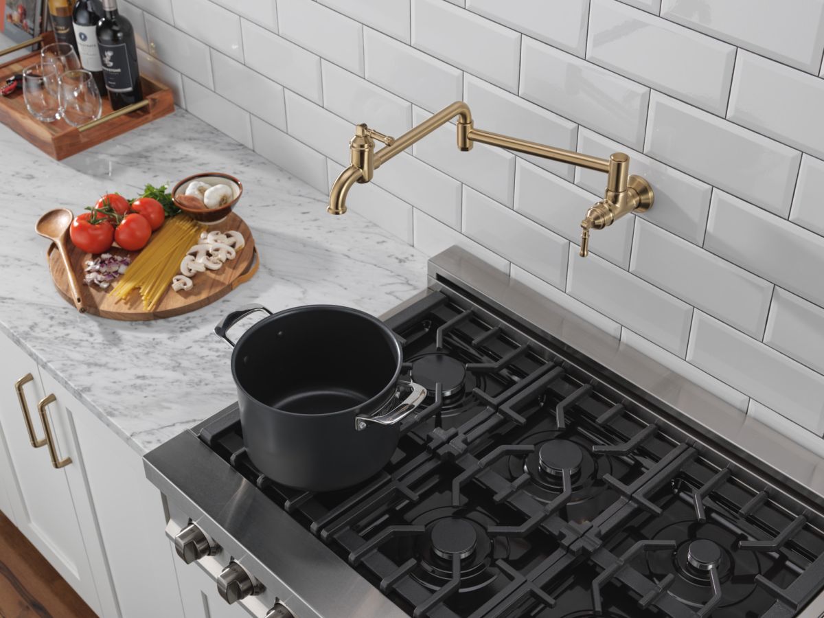 DELTA Broderick Wall Mount Pot Filler — Champagne Bronze