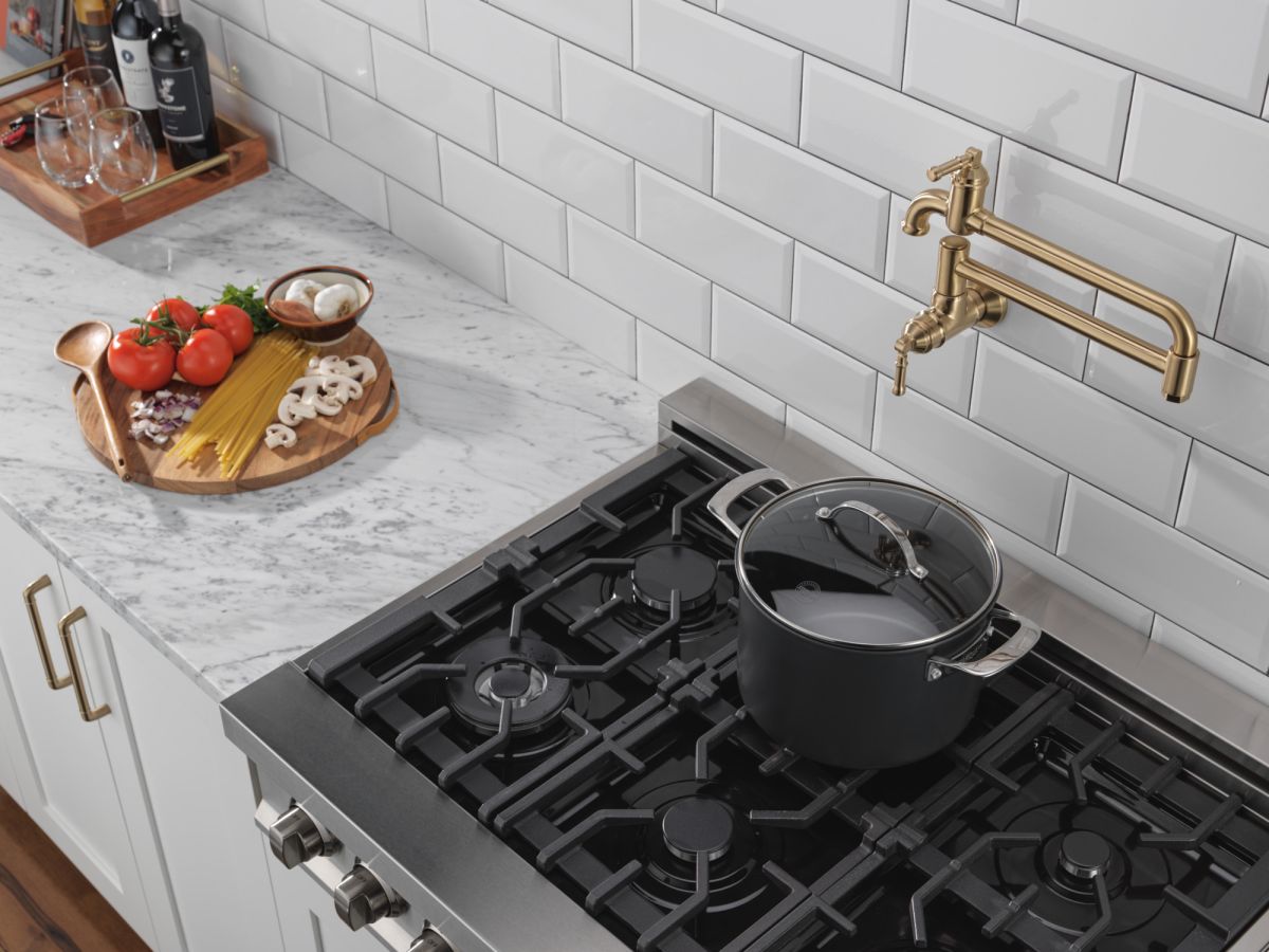 DELTA Broderick Wall Mount Pot Filler — Champagne Bronze