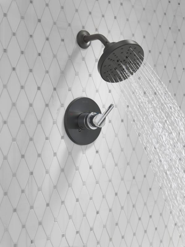 DELTA Nicoli Monitor 14 Series H2Okinetic Shower — Matte Black / Chrome