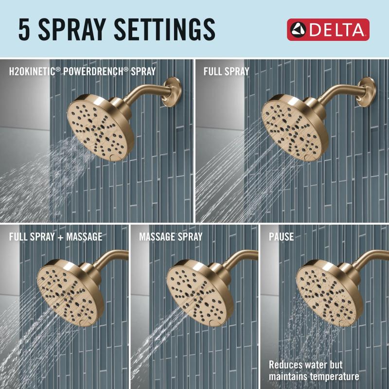 DELTA Nicoli Monitor 14 Series H2Okinetic Shower — Champagne Bronze
