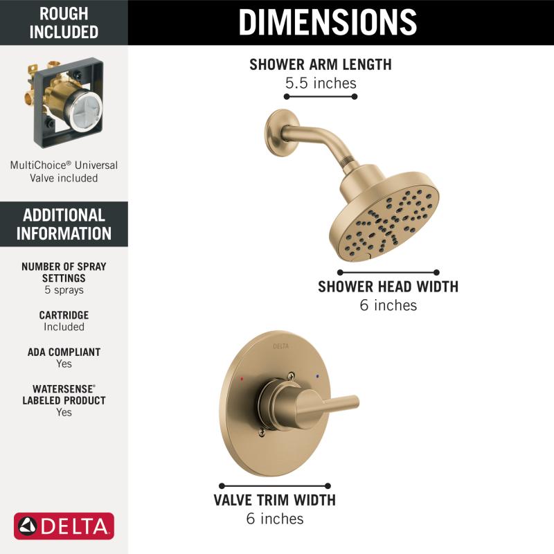 DELTA Nicoli Monitor 14 Series H2Okinetic Shower — Champagne Bronze