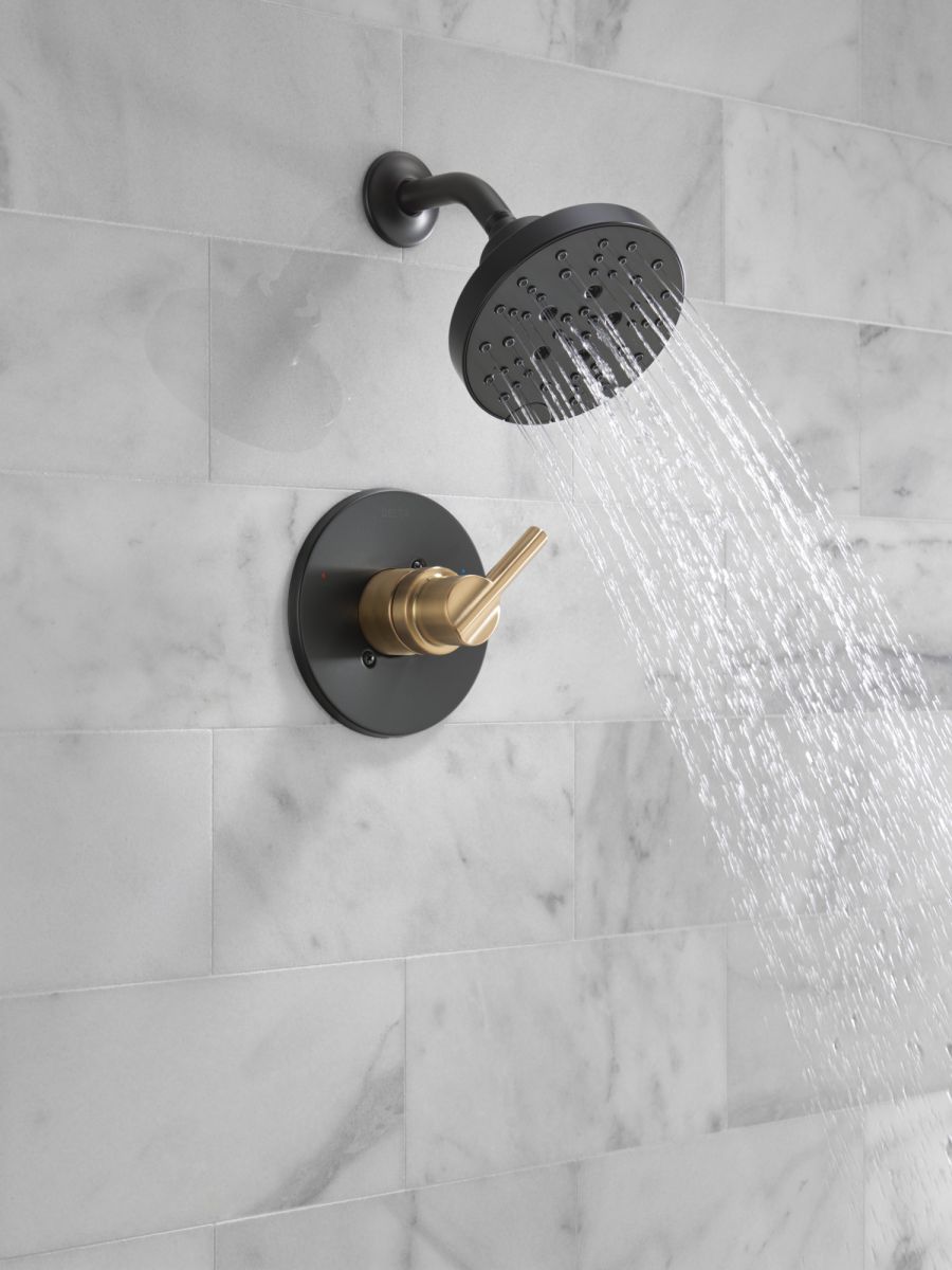 DELTA Nicoli Monitor 14 Series H2Okinetic Shower — Matte Black / Champagne Bronze