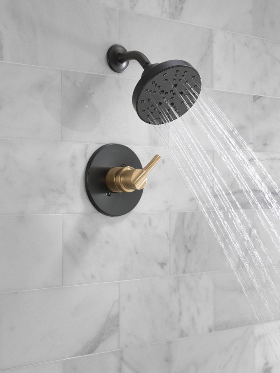 DELTA Nicoli Monitor 14 Series H2Okinetic Shower — Matte Black / Champagne Bronze