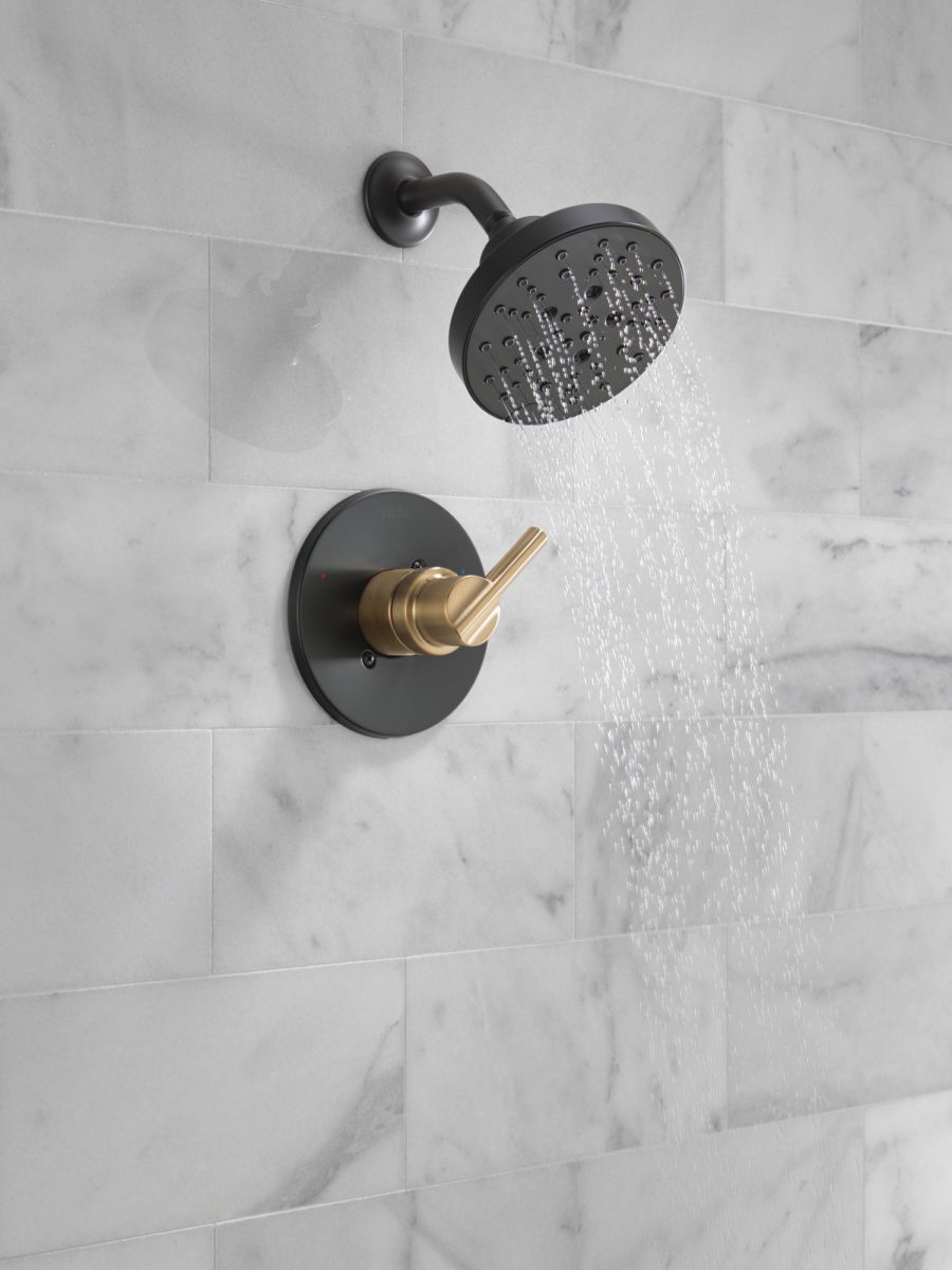 DELTA Nicoli Monitor 14 Series H2Okinetic Shower — Matte Black / Champagne Bronze