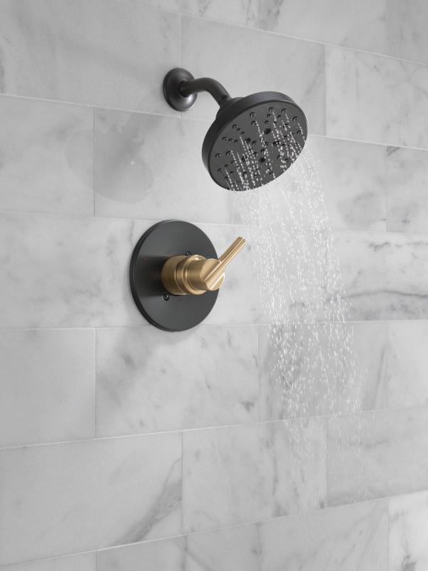 DELTA Nicoli Monitor 14 Series H2Okinetic Shower — Matte Black / Champagne Bronze