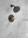 DELTA Nicoli Monitor 14 Series H2Okinetic Shower — Matte Black / Champagne Bronze