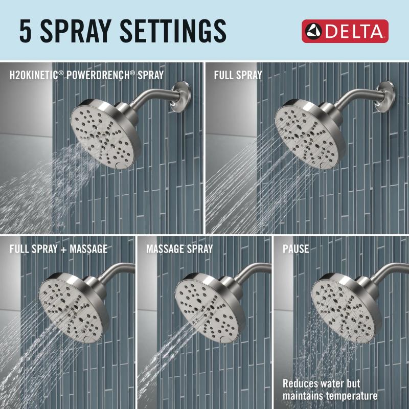 DELTA Nicoli Monitor 14 Series H2Okinetic Shower — Stainless