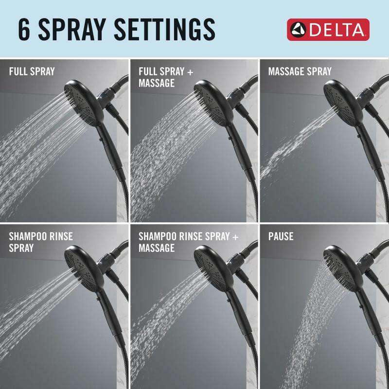 DELTA Nicoli Monitor 14 Series Tub and Shower with SureDock Hand Shower — Matte Black