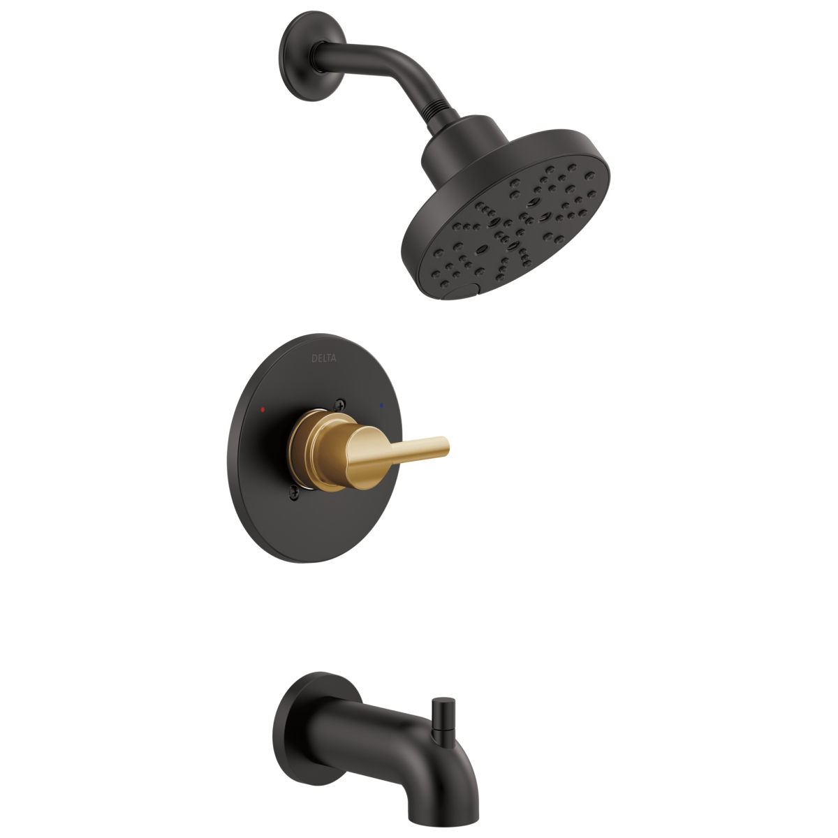 DELTA Nicoli Monitor 14 Series H2Okinetic Tub and Shower — Matte Black / Champagne Bronze