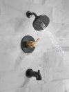 DELTA Nicoli Monitor 14 Series H2Okinetic Tub and Shower — Matte Black / Champagne Bronze
