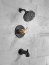DELTA Nicoli Monitor 14 Series H2Okinetic Tub and Shower — Matte Black / Champagne Bronze