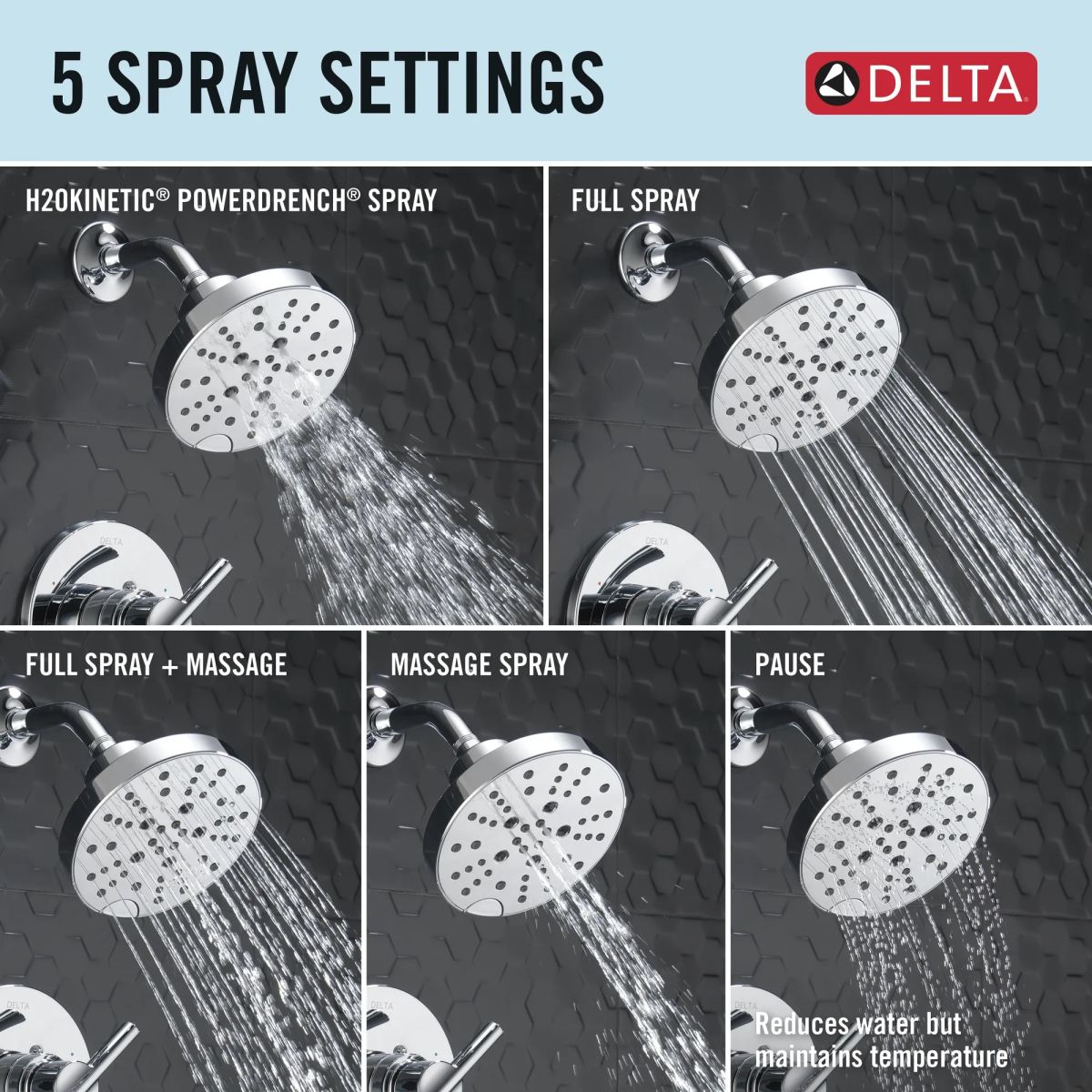 DELTA Nicoli Monitor 14 Series H2Okinetic Tub and Shower — Chrome