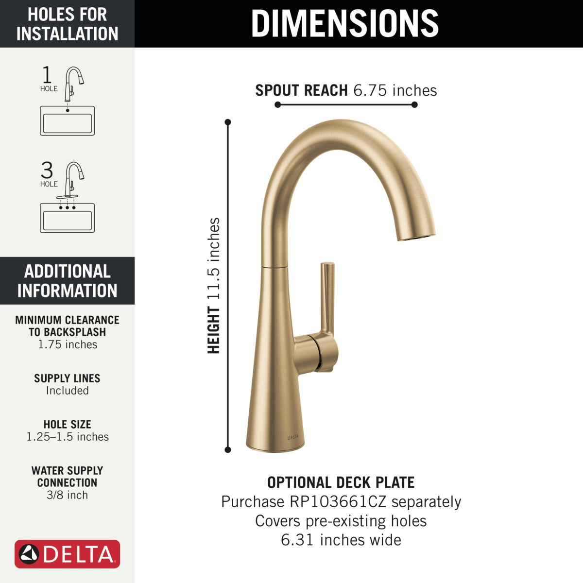 DELTA Other Single Handle Bar Prep Faucet — Champagne Bronze