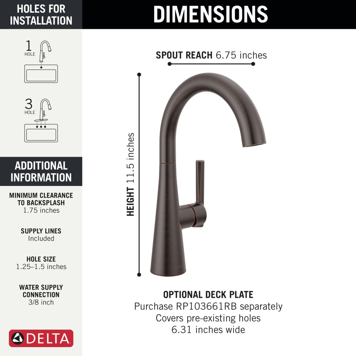 DELTA Other Single Handle Bar Prep Faucet — Venetian Bronze