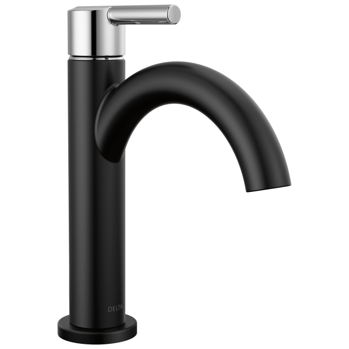 DELTA Nicoli Single Handle Bathroom Faucet — Matte Black / Chrome