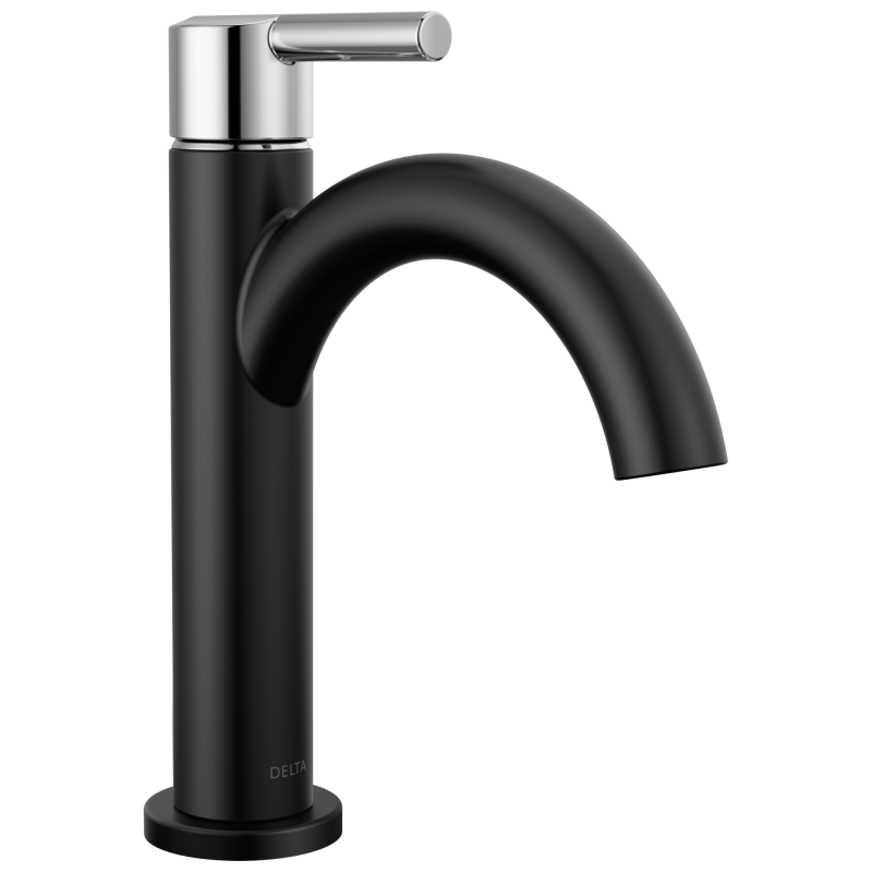 DELTA Nicoli Single Handle Bathroom Faucet — Matte Black / Chrome