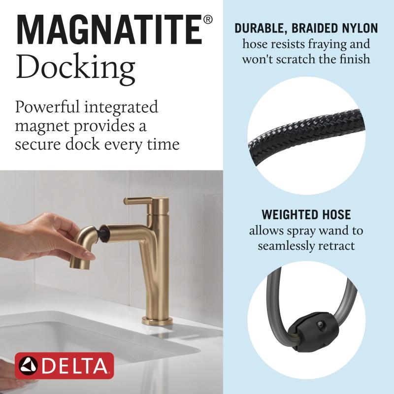 DELTA Nicoli Single Handle Pull-Down Bathroom Faucet — Champagne Bronze