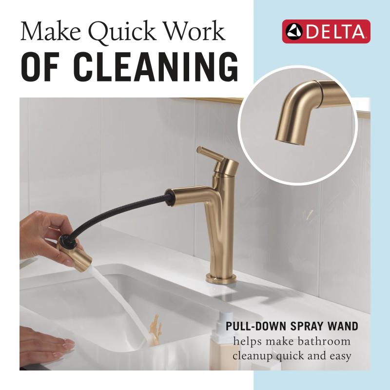 DELTA Nicoli Single Handle Pull-Down Bathroom Faucet — Champagne Bronze