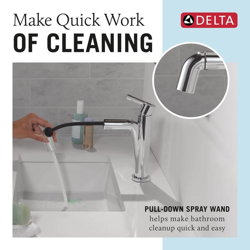 DELTA Nicoli Single Handle Pull-Down Bathroom Faucet — Chrome