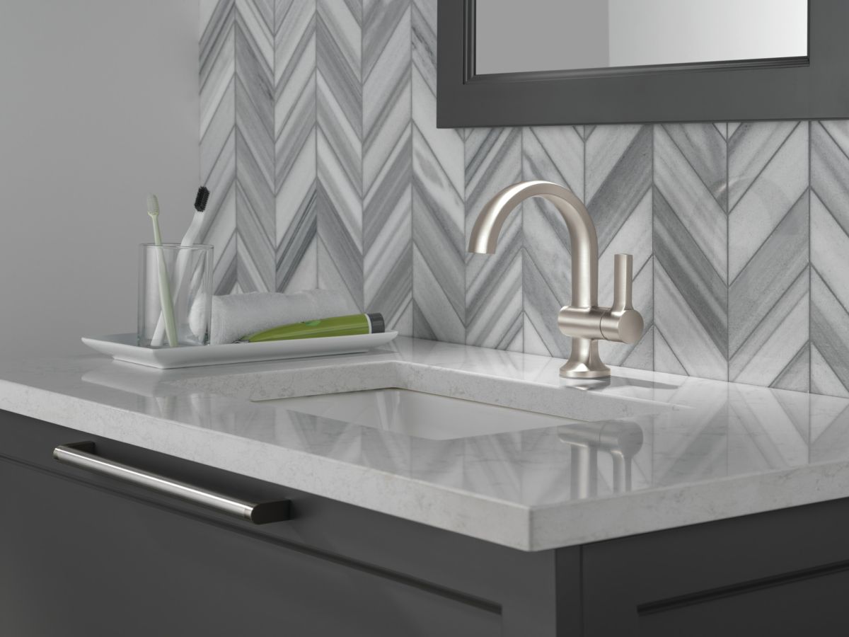 DELTA Albion  Single Handle Bathroom Faucet — Spotshield Brushed Nickel