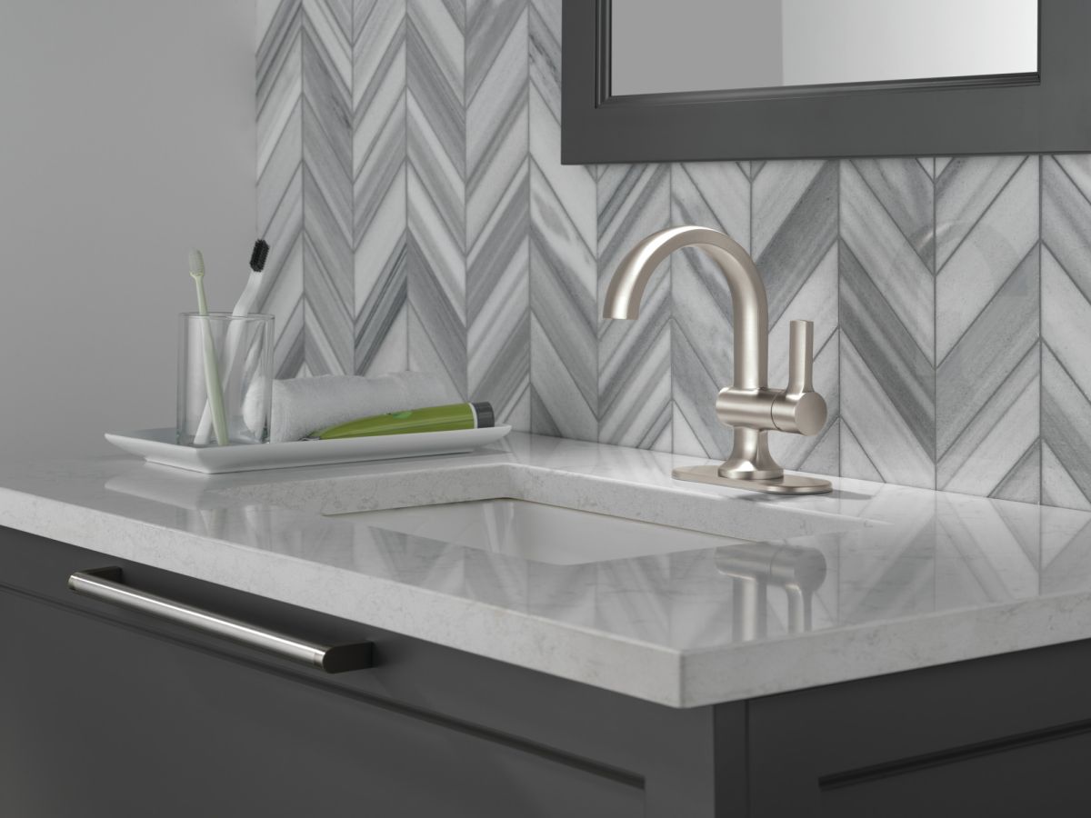 DELTA Albion  Single Handle Bathroom Faucet — Spotshield Brushed Nickel