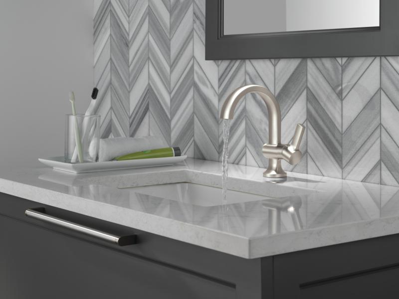 DELTA Albion  Single Handle Bathroom Faucet — Spotshield Brushed Nickel
