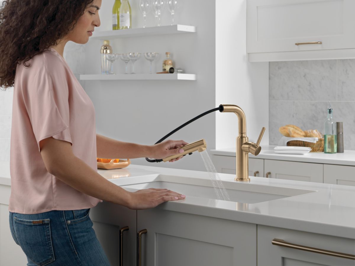 DELTA Daneri Single Handle Pull-Out Kitchen Faucet — Champagne Bronze