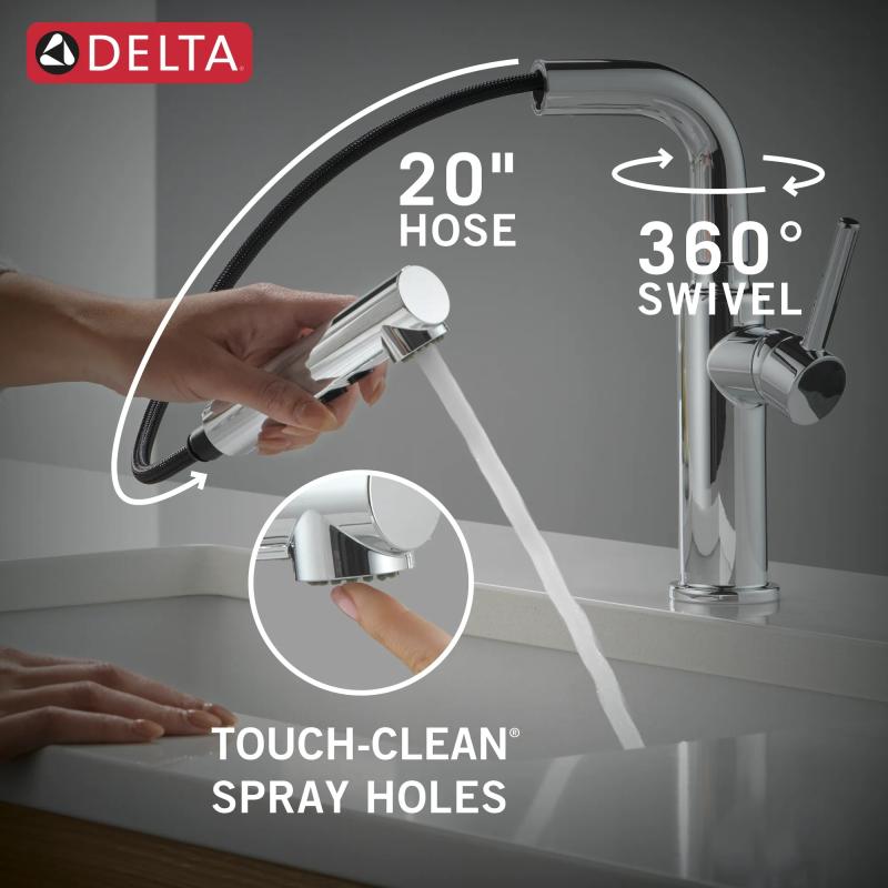 DELTA Daneri Single Handle Pull-Out Kitchen Faucet — Chrome