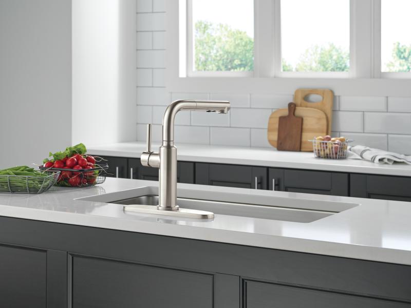DELTA Daneri Single Handle Pull-Out Kitchen Faucet — Stainless