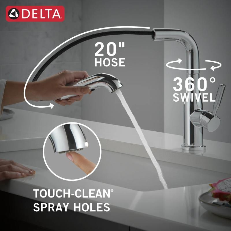 DELTA Almari Single Handle Pull-Out Kitchen Faucet — Chrome