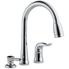 DELTA Kate Single Handle Pull-Down Kitchen Faucet with Soap Dispenser — Chrome