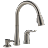 DELTA Kate Single Handle Pull-Down Kitchen Faucet with Soap Dispenser — Stainless