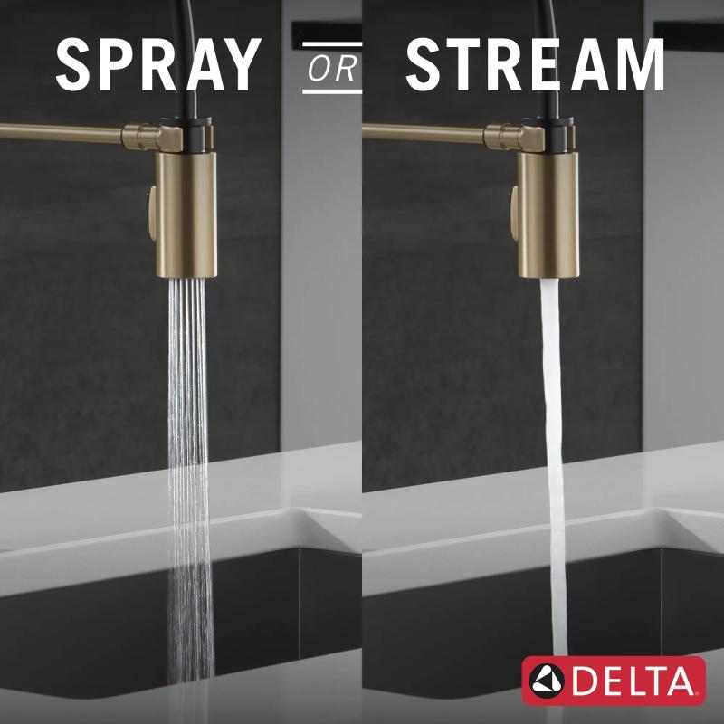DELTA Antoni Single-Handle Pull-Down Spring Kitchen Faucet — Champagne Bronze