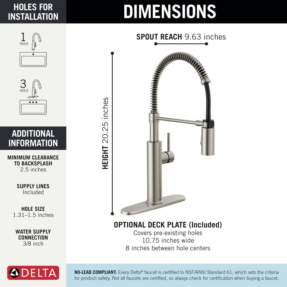 DELTA Antoni Single-Handle Pull-Down Spring Kitchen Faucet — Spotshield Stainless