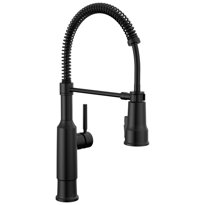 DELTA Theodora Single-Handle Pull-Down Spring Kitchen Faucet — Matte Black