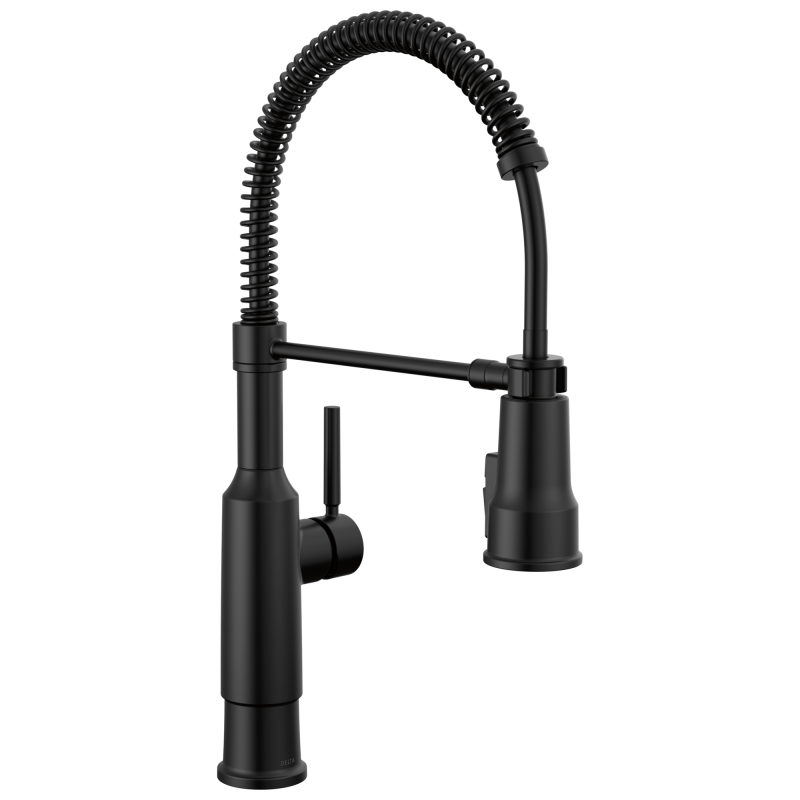 DELTA Theodora Single-Handle Pull-Down Spring Kitchen Faucet — Matte Black