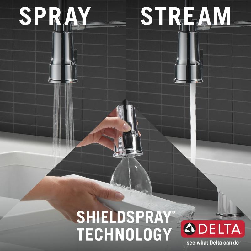 DELTA Theodora Single-Handle Pull-Down Spring Kitchen Faucet — Chrome