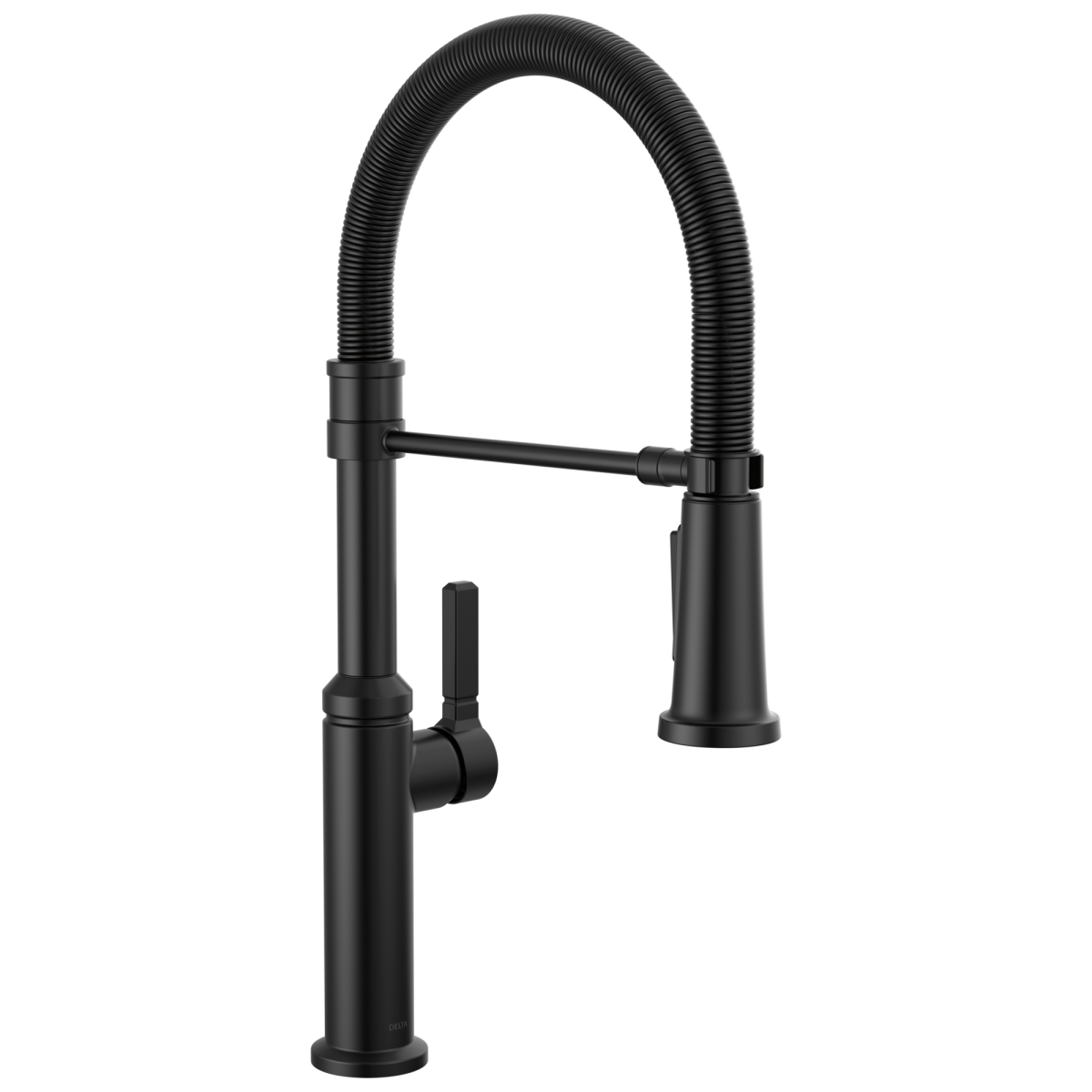 DELTA Rhett Single Handle Pull-Down Spring Kitchen Faucet — Matte Black