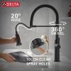 DELTA Rhett Single Handle Pull-Down Spring Kitchen Faucet — Matte Black