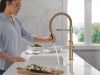 DELTA Rhett Single Handle Pull-Down Spring Kitchen Faucet — Champagne Bronze