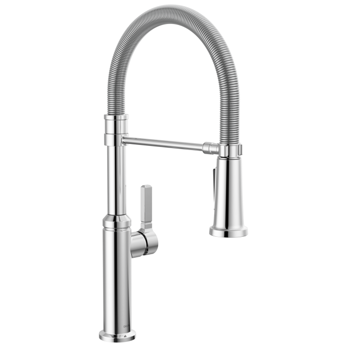 DELTA Rhett Single Handle Pull-Down Kitchen Faucet With Spring Spout — Chrome