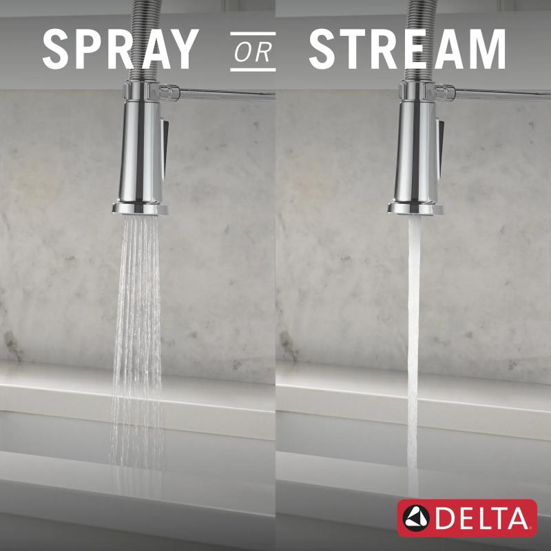 DELTA Rhett Single Handle Pull-Down Kitchen Faucet With Spring Spout — Chrome