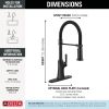 DELTA Ermelo Single Handle Pull-Down Spring Kitchen Faucet — Matte Black