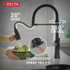 DELTA Ermelo Single Handle Pull-Down Spring Kitchen Faucet — Matte Black