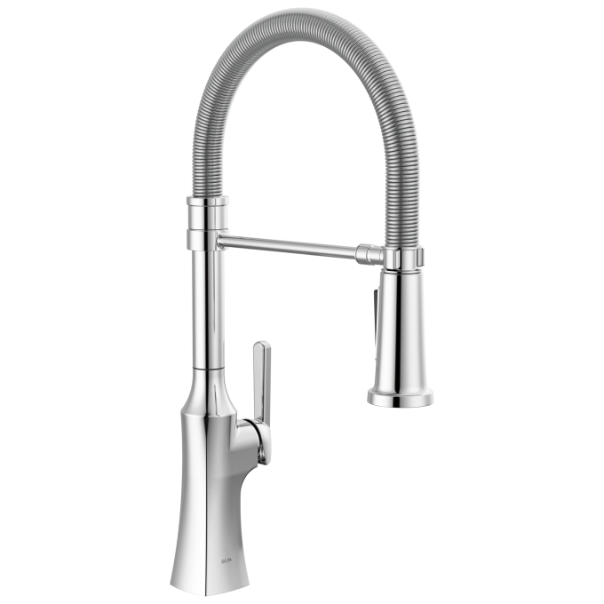 DELTA Ermelo Single Handle Pull-Down Kitchen Faucet With Spring Spout — Chrome